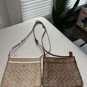 Coach Signature Crossbody Set in Cream and Brown